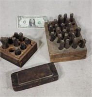 Antique letter stamp set also a few numbers & wet