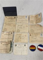 War Ration Books & Two Division badges