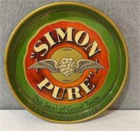 Original 1940 Simon Pure Metal Beer Tray 13”