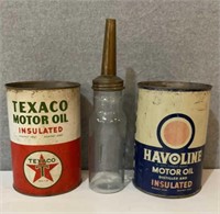 Texaco & Havoline Cans / Standard oil bottle