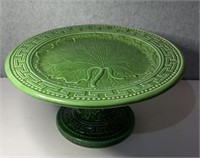 Majolica Cabbage Leaf Pottery cake stand