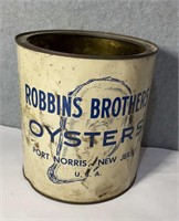 Antique Robbins Brothers oyster tin can