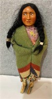 Antique 11” Native American Indian Skookum Doll
