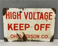 Antique porcelain enamel Ohio Edison high voltage