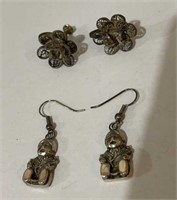 Two pairs vintage sterling silver earrings- 16