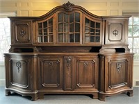 Large Carved Wood Display Cabinet/Buffet