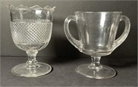 Glass Candy Dish And Sugar Bowl
 Appr 6 in