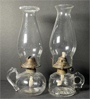 Vtg. Glass Oil Lamps 
Appr 11 in , 11.25 in