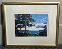 Framed Artwork Of Trees And Lake
Appr 18x15 in
