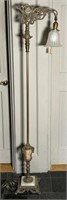 Vtg. Brass Floor Lamp w/ Frosted Glass