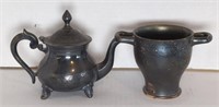 Ancient Greek Pottery Skyphos Black Slip Wine Cup