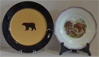 Vtg Bear Animal Games Decorative Plate w/Stand