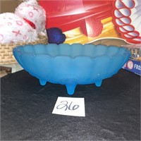 blue satin Indian glass fruit bowl