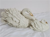 Pair of Lenox Graceful Swan & Gold Classic Swan