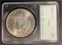 1883 Carson City, silver dollar MS, 63