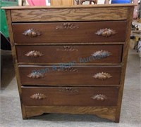 Pine 4 drawer chest with Victorian drawers