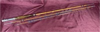 Antique split bamboo flyrod with wooden handle