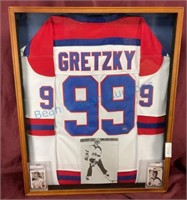 Wayne Gretzky jersey with cards in Frame