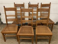 Set of six Oak carved, back dining chairs