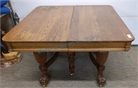 Heavy claw foot square oak table