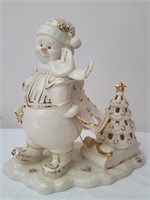 Lenox Florentine & Pearl Lighted Snowman w Box