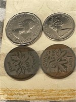 Set of four 1960s Canadian Coins
