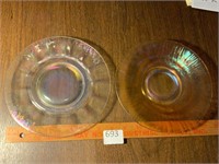 2 Iridescent Stretch Art Glass Plates