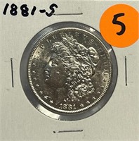 S - 1881-S MORGAN SILVER DOLLAR (5)