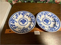 2 Flow Blue Minton Delft Bowls