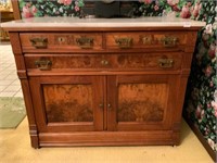Antique Eastlake Chest Buffet Marble Top