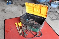 Tool box, Bosch angle grinder, files