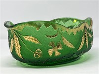 Early American Pattern Glass lg emerald & gold
