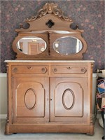 19th century marble top sideboard-double mirror