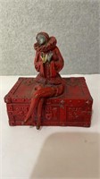 Early antique cast-iron pixie jewelry/trinket box