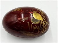 Vintage lacquered egg hand painted trinket box
