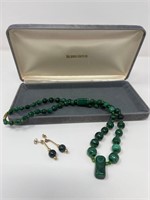 Jade Stone Necklace and Earrings