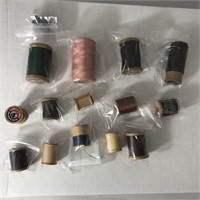 Vintage Box of Assorted Thread Spools