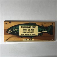 Vintage Wooden Wall Hang Fisherman's Code 10"x4"