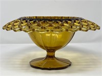 Amber Pressed Glass Compote