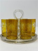American Standard Etched Glasses and Carrier