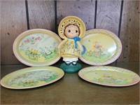 Dolly Dimple Bank& child tin plates