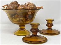 Amber Glass Table Set