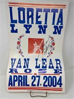 Autographed Loretta Lynn Concert Poster