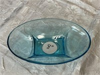Aqua colored glass bowl