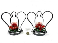 8" Tall Metal Angel Candle Holders