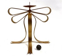 8" Tall Metal Gold Bow Candle Holder