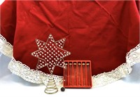 56" Tree Skirt Velcro Closing, Icicle Ornaments,