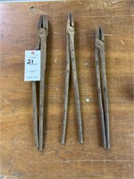 3-Vintage Blacksmith Tongs