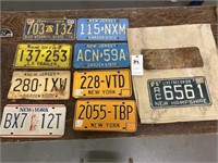 10-Vintage License Plates & Feed Sack