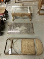 Cast Iron Table Base, Ornate Metal Grading & Chair